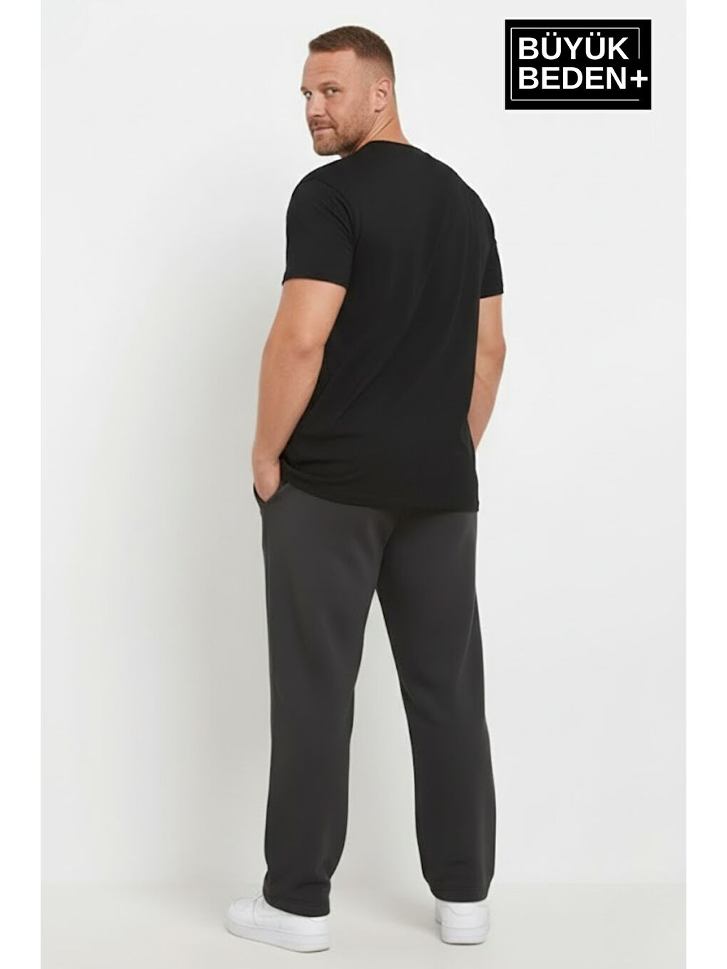 Gri Erkek Büyük Beden Rahat Kesim Paça Reçme AR Baskılı İnce Eşofman Altı SPR26EA952-1-2