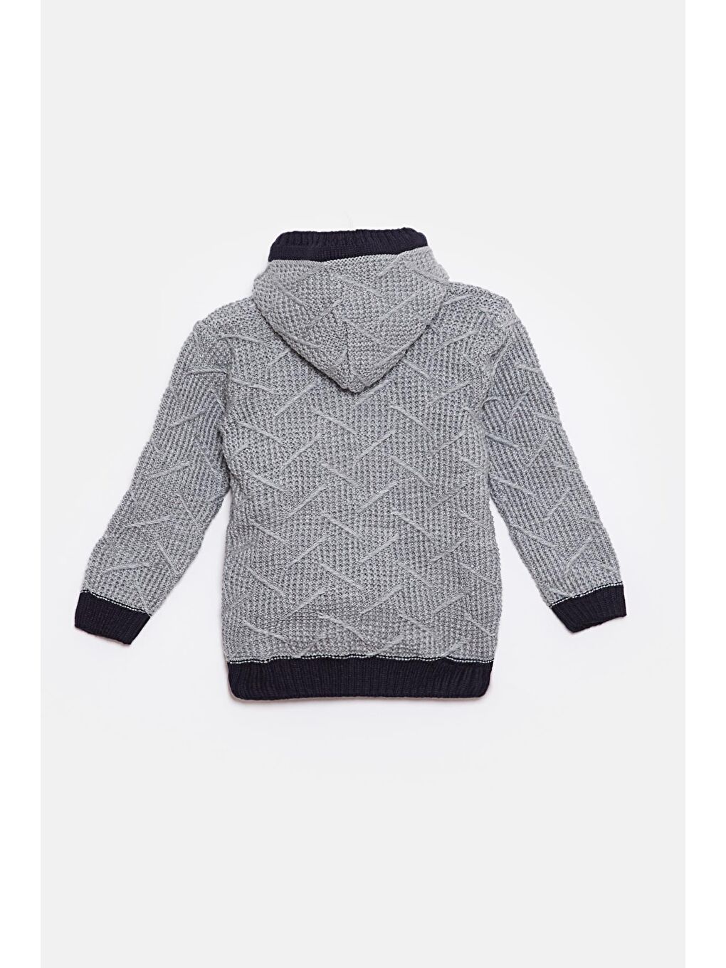 Gri Kürk Detaylı Triko Erkek Bebek Hırka-1