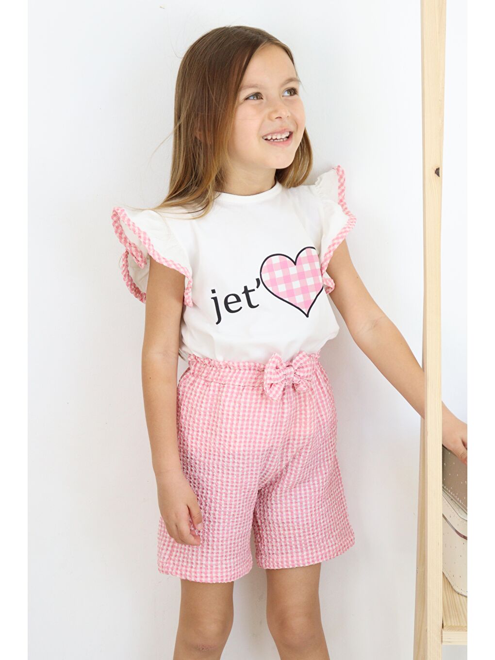 Pembe Jet Love Baskılı İkili Takım