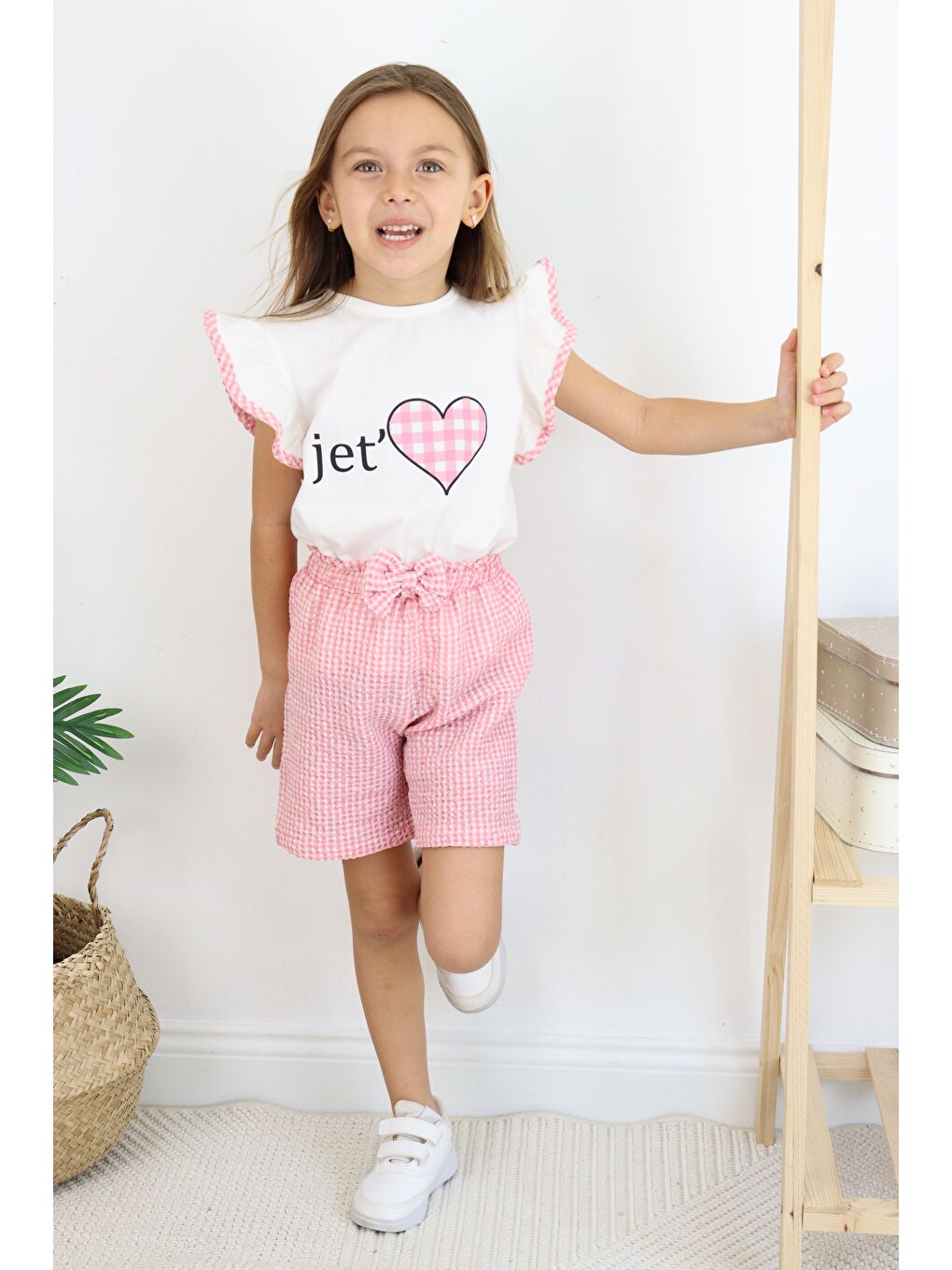 Pembe Jet Love Baskılı İkili Takım-1