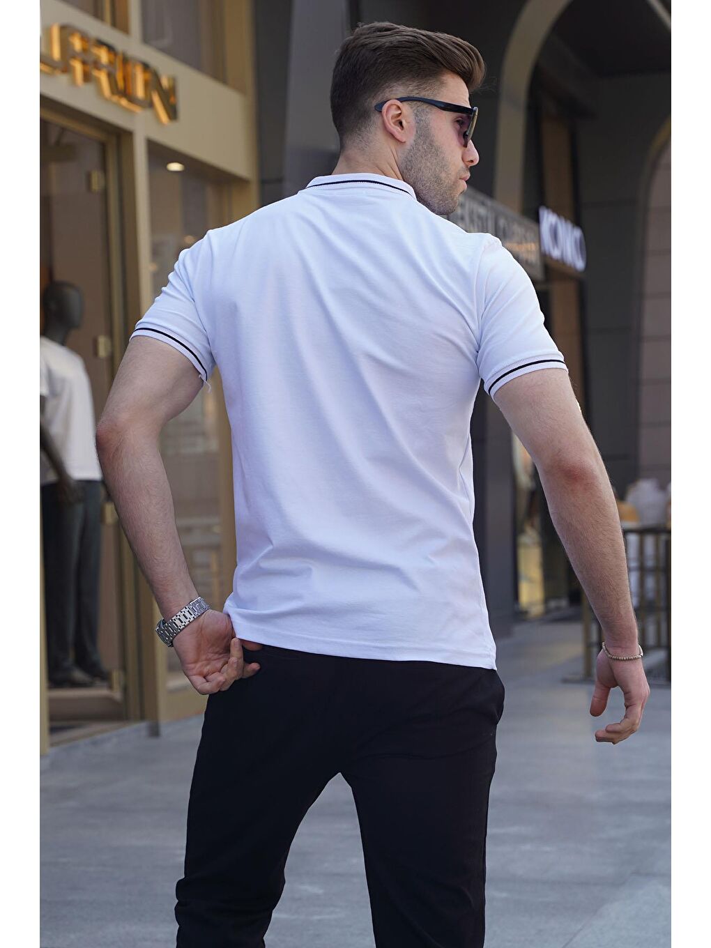 Madmext Beyaz Polo Yaka Erkek Tişört 6113 - 1