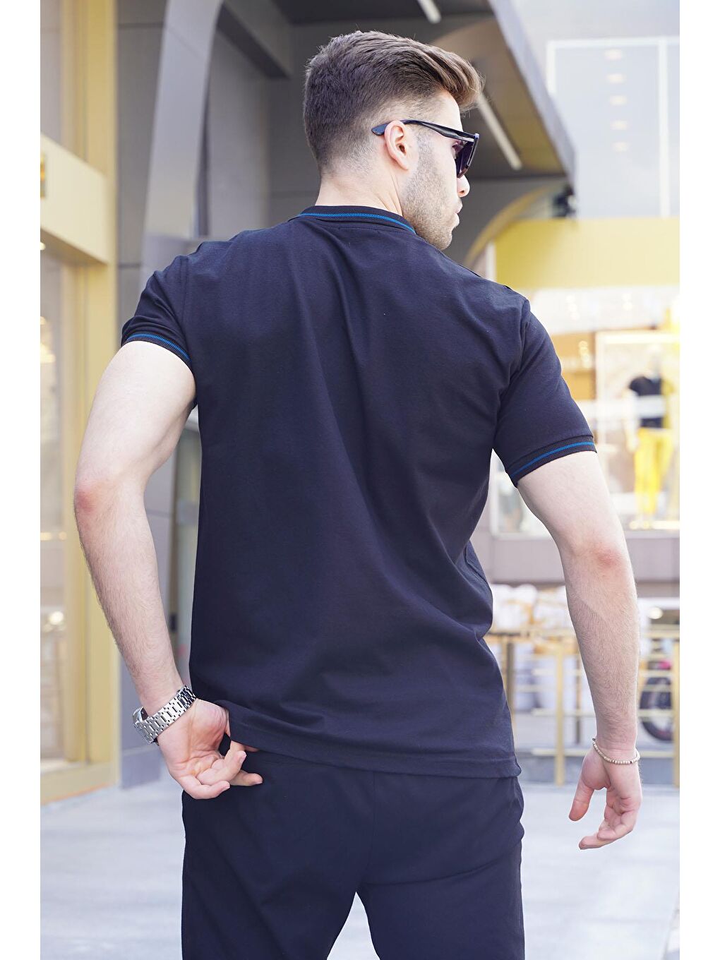 Siyah Polo Yaka Erkek Tişört 6113-2