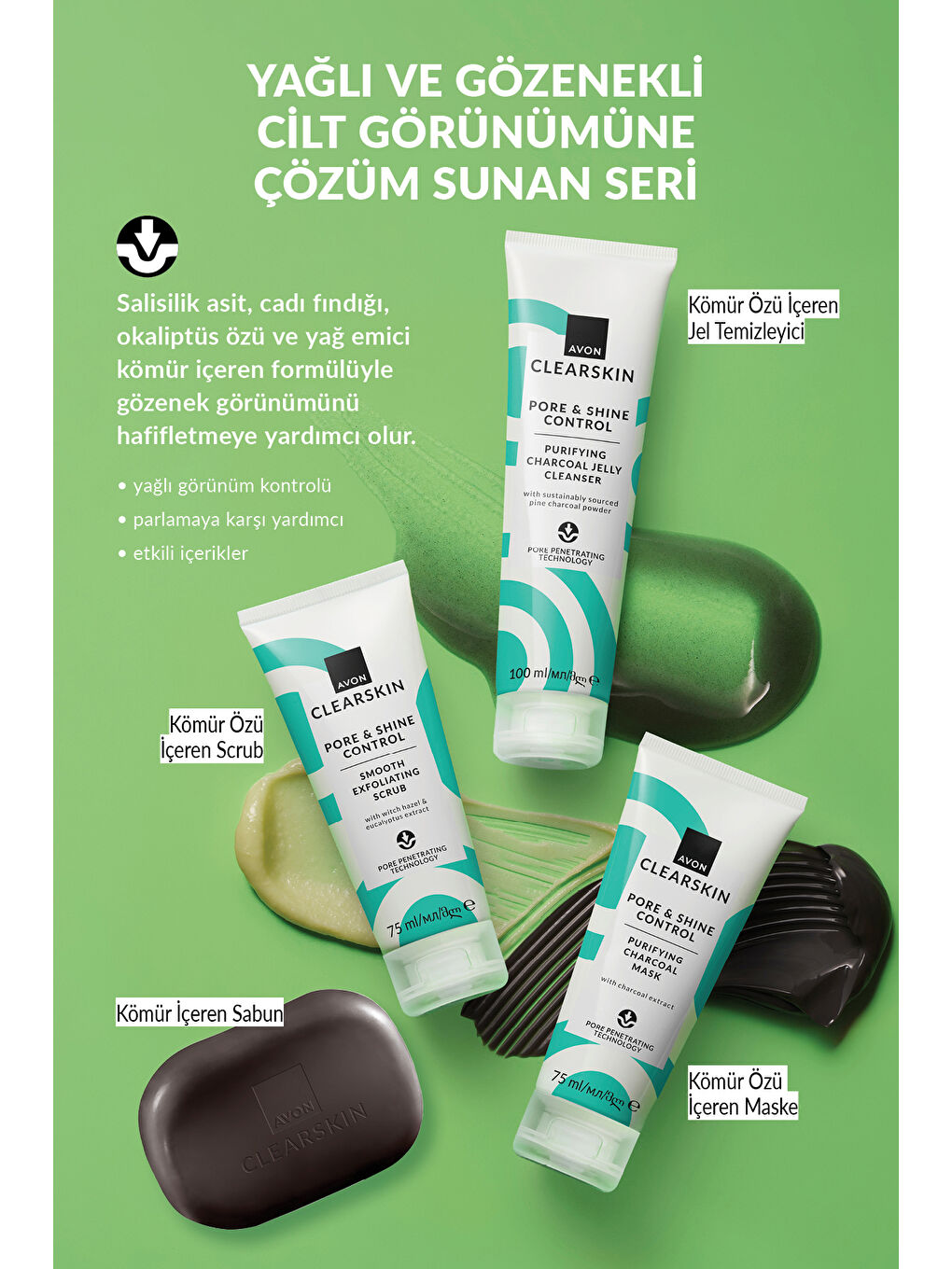 Clearskin Pore Shine Kömür Sabun 75gr. Üçlü Set-2