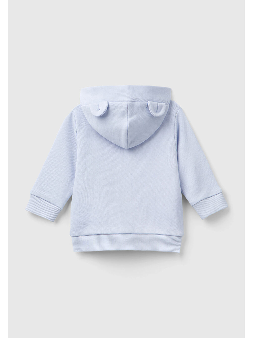 Bebek Toz Mavi Göğsü Tavşan Logosu İşlemeli Kulaklı Kapüşonlu Sweatshirt-1