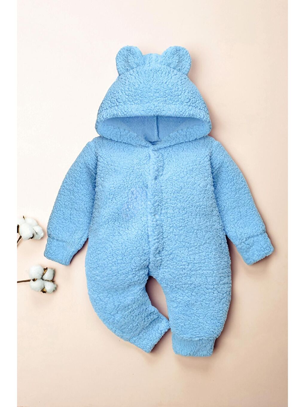 Mai Perla Mavi Çıt Çıtlı Kuzu Tulum Bebek Tulumu