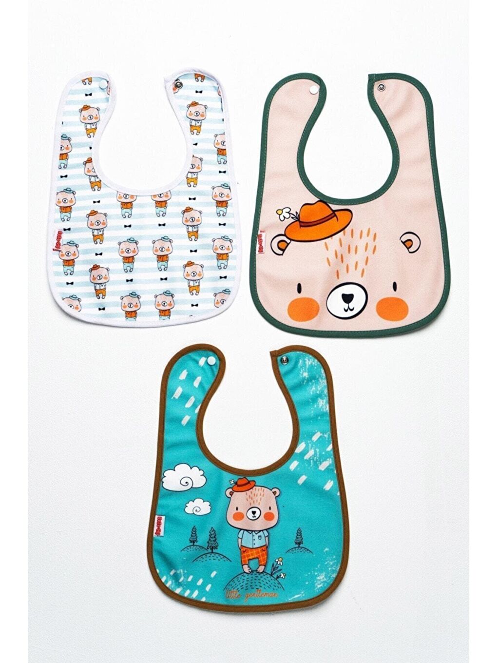 Mai Perla Little Gentleman Temalı Kare 3 Parça Microfiber Mama Önlüğü Kendi Kutusunda (su Geçirmez) Çıtçıtlı-1