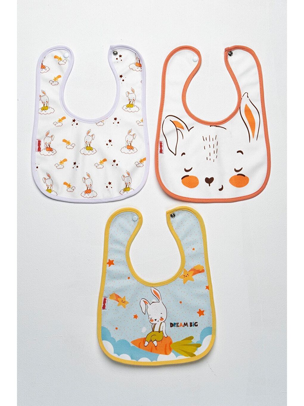 Rabbit Temalı Kare 3 Parça Microfiber Mama Önlüğü Kendi Kutusunda (su Geçirmez) Çıtçıtlı-1