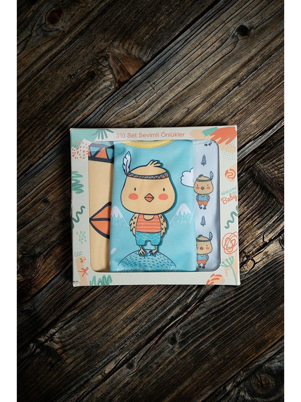 Civciv Temalı  Pamuku Microfiber Unisex Bebek Mama Önlüğü-1