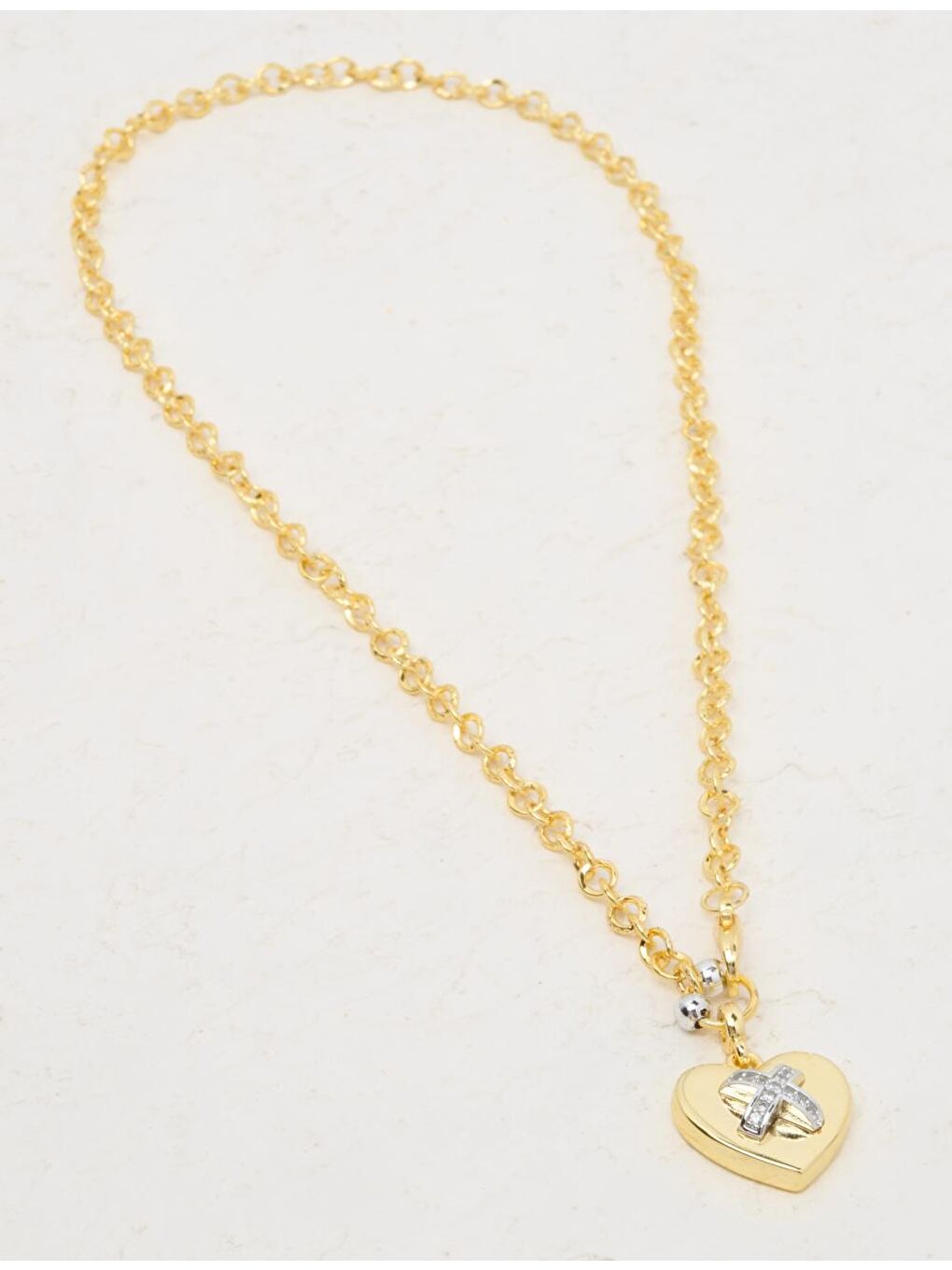 Sarı Altın Kalp Figürlü Zincir Kolye