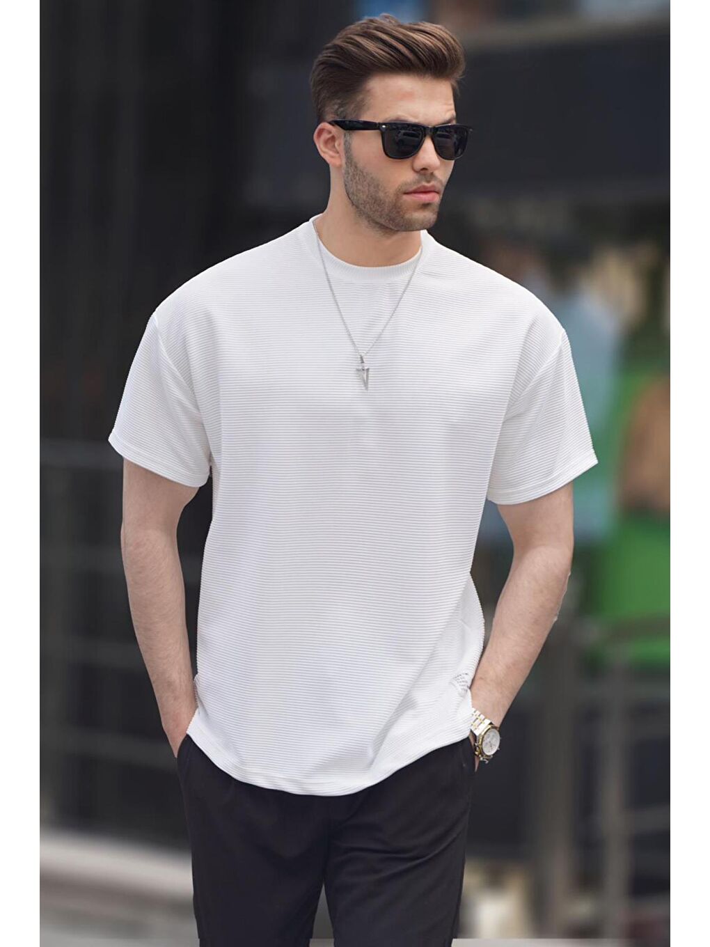 Ekru Oversize Basic Erkek Tişört 6127