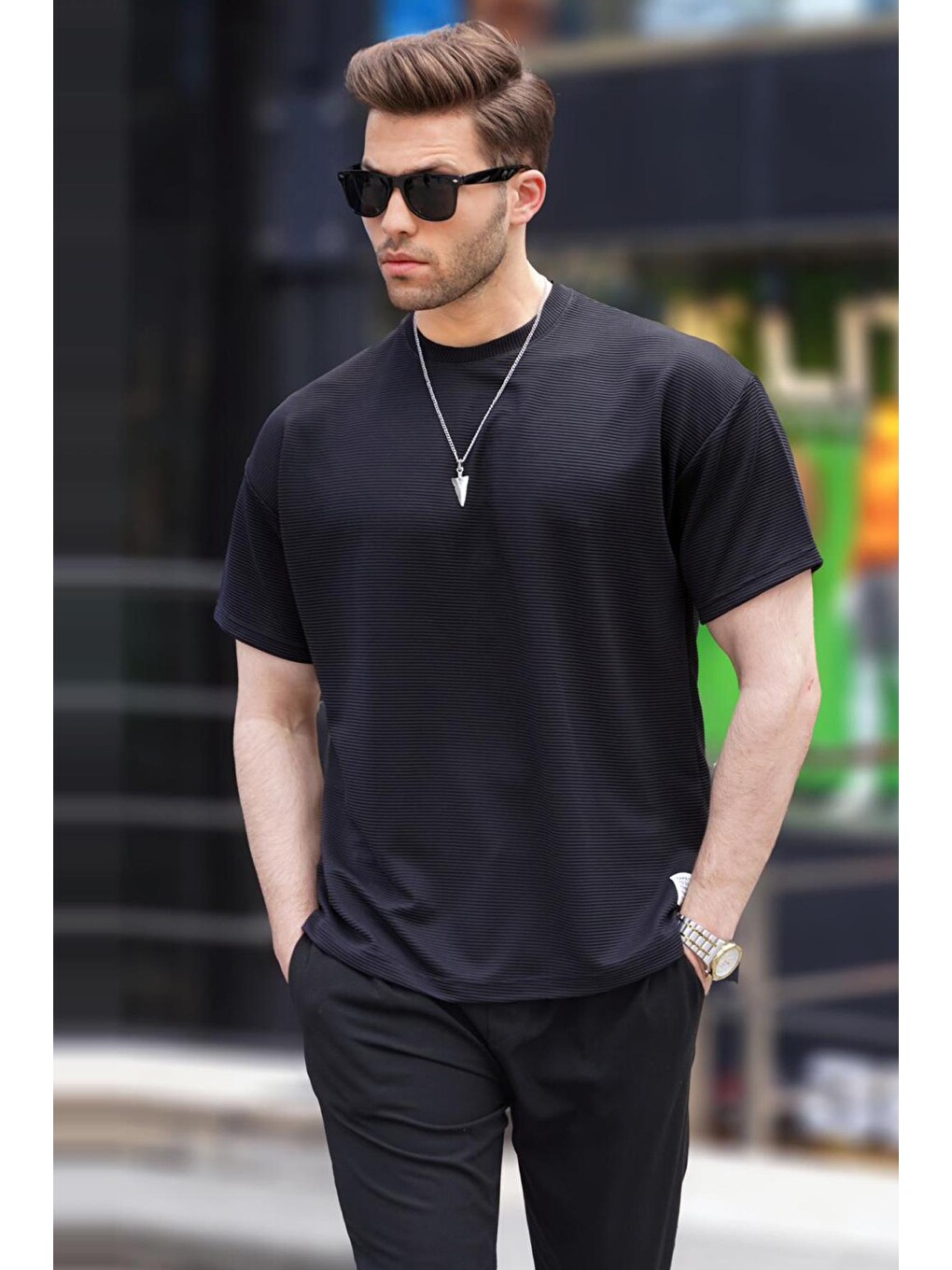 Siyah Oversize Basic Erkek Tişört 6127