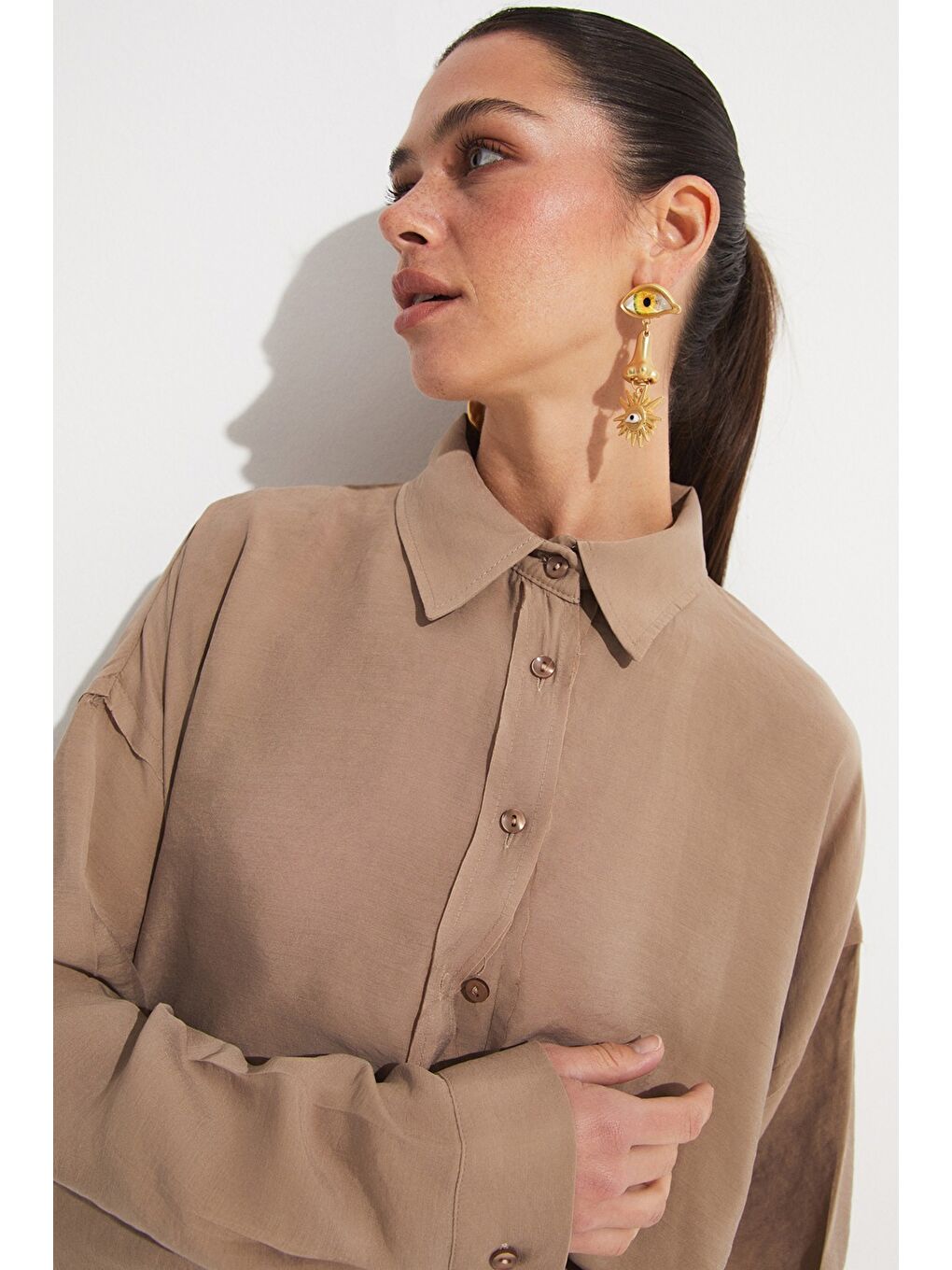 Bej Bol Kesim Gömlek-1