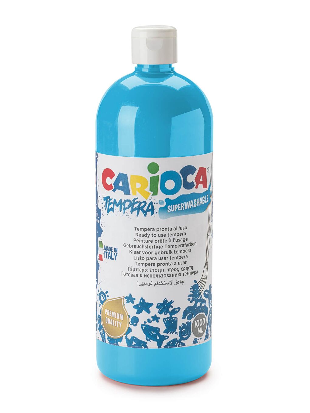 CARIOCA Karışık Tempera Boya - Açık Mavi (Süper Yıkanabilir) 1000ml - 1350gr / Plastik Şişede - 1