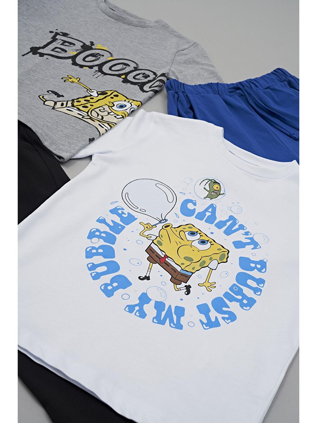 For You Kids Siyah 4'lü Sünger Bob Baskılı Tshirt Şort Pantolon Takım - 2