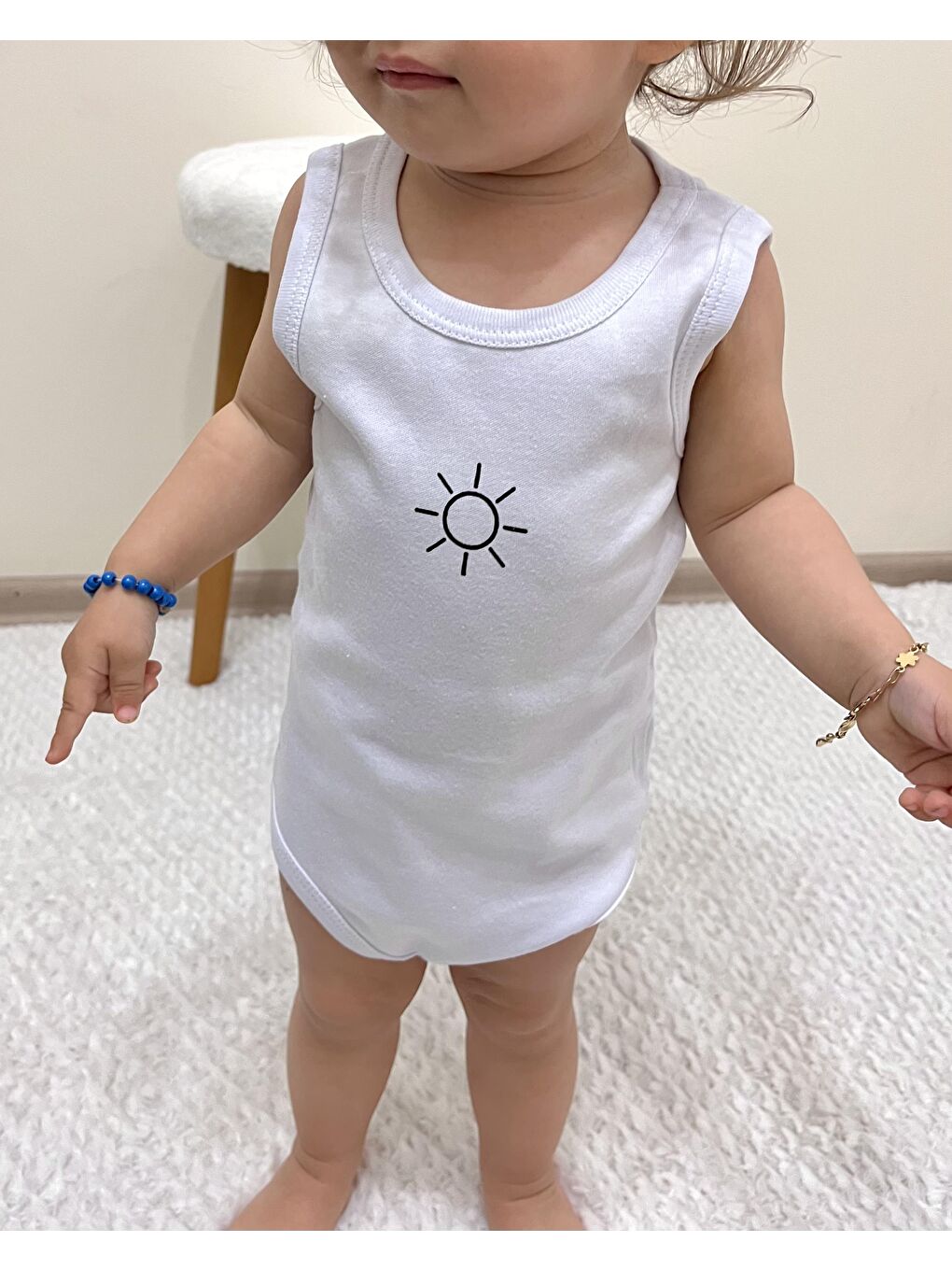 Beyaz İnterlok Üçlü Bebe Badi-9