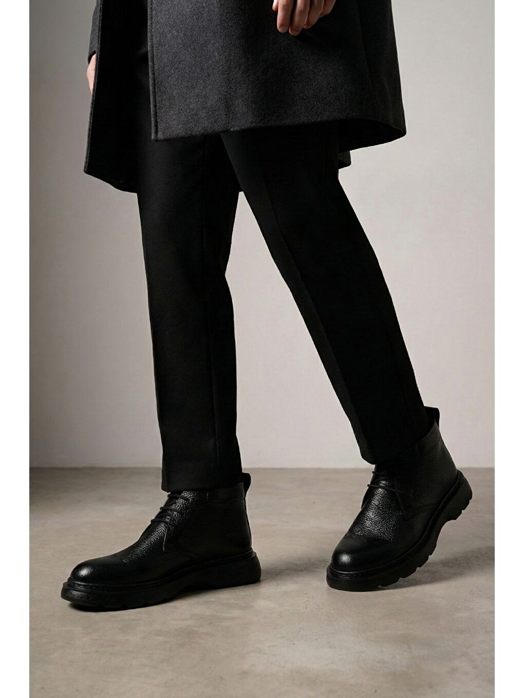 Siyah HENRY Bağcıklı Hakiki Deri Rahat Taban Erkek Chelsea Bot-6