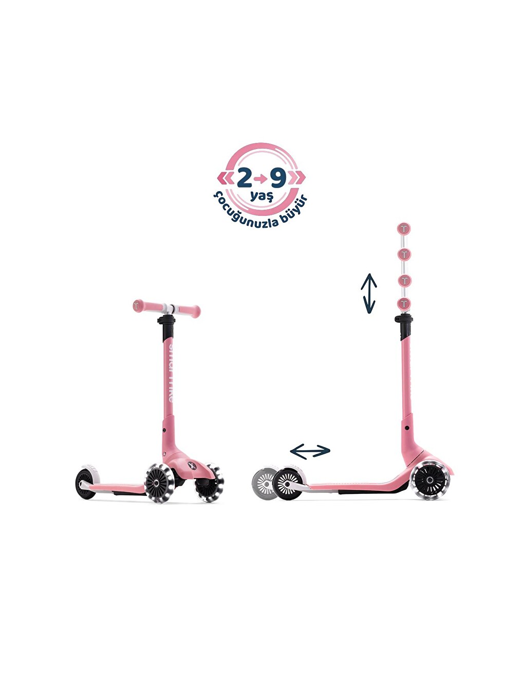 Xtend Mini+ 2 Aşamalı Büyüyen Çocuk Scooter – 2-9 Yaş Katlanabilir Led Tekerlekli-7