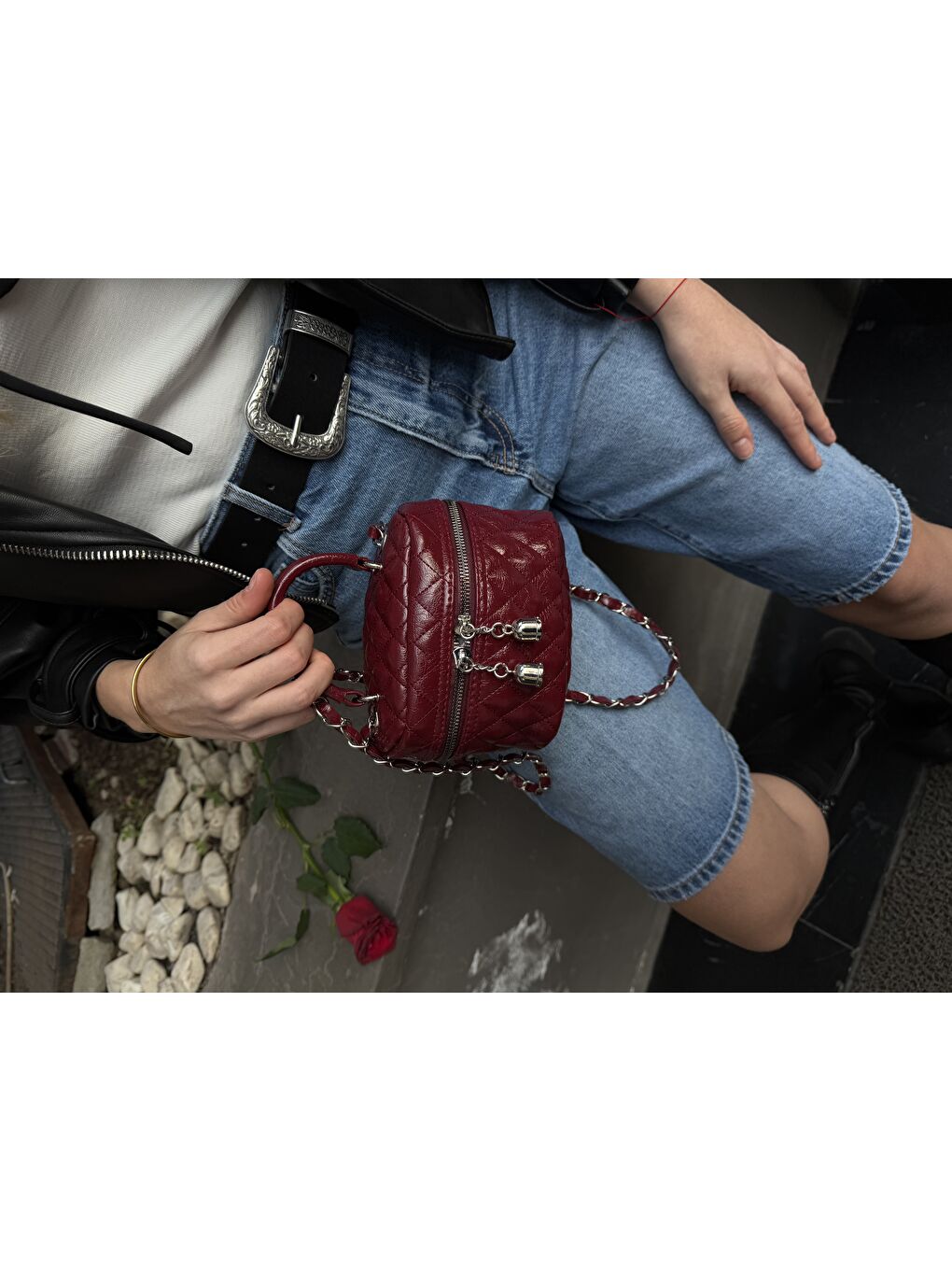 Suni Deri Almira Kadın Çapraz Çanta Bordo-3