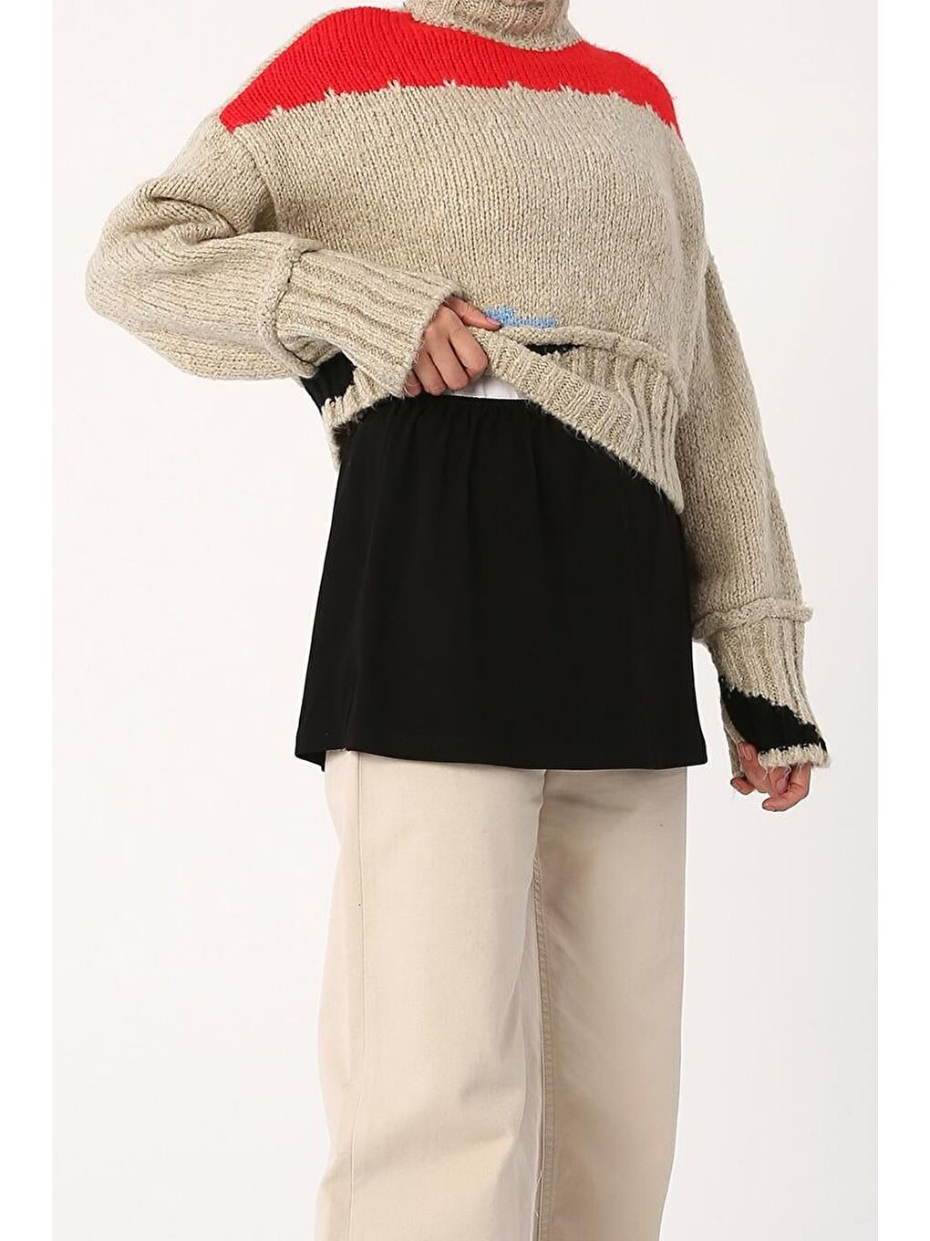 Siyah Pamuklu Penye Kısa İçlik Etek-4