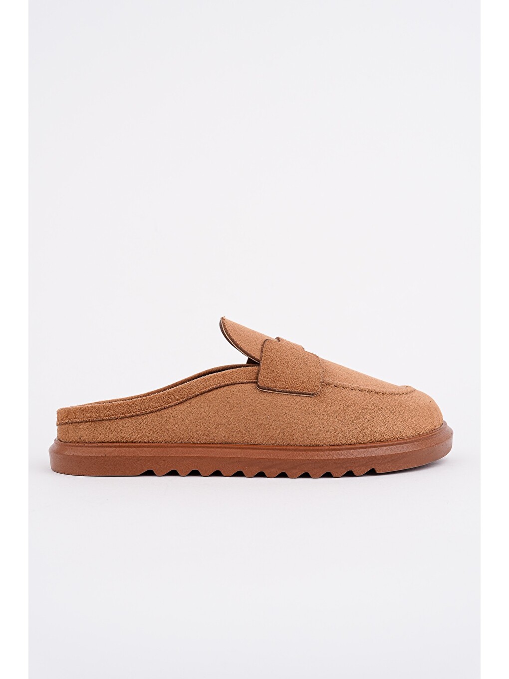 Kahverengi Vintage Süet Deri Günlük Rahat Önü Kapalı Kadın Loafer Terlik-1