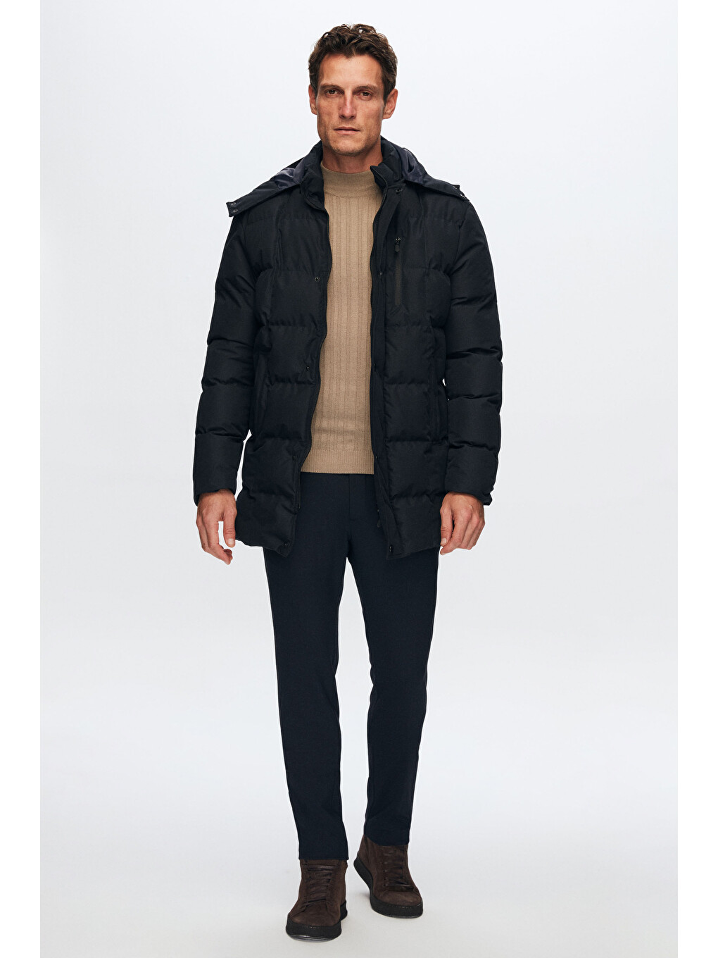 Regular Fit Lacivert Rüzgar Geçirmez Su İtici Kışlık Mont-6
