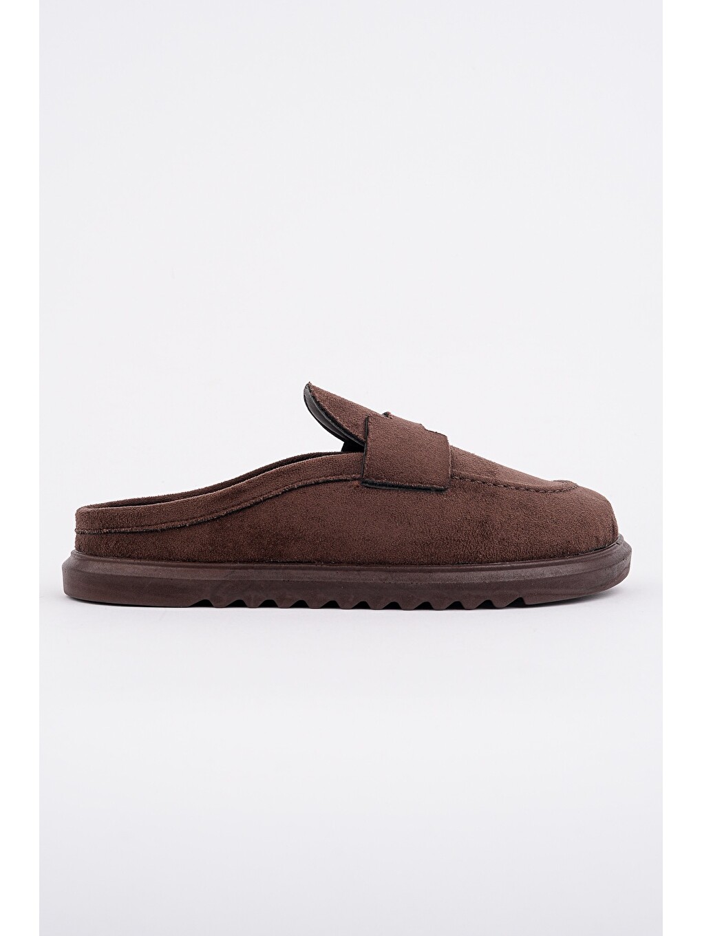 Kahverengi Vintage Süet Deri Günlük Rahat Önü Kapalı Kadın Loafer Terlik-1