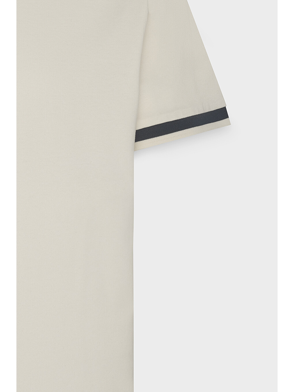 Erkek Ekru-lacivert Regular Fit Geniş Kesim Polo Yaka %100 Pamuk Tişört-8