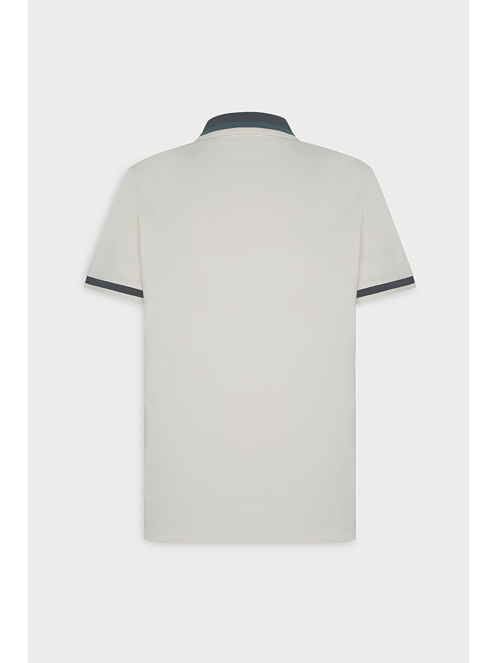 Erkek Ekru-lacivert Regular Fit Geniş Kesim Polo Yaka %100 Pamuk Tişört-9