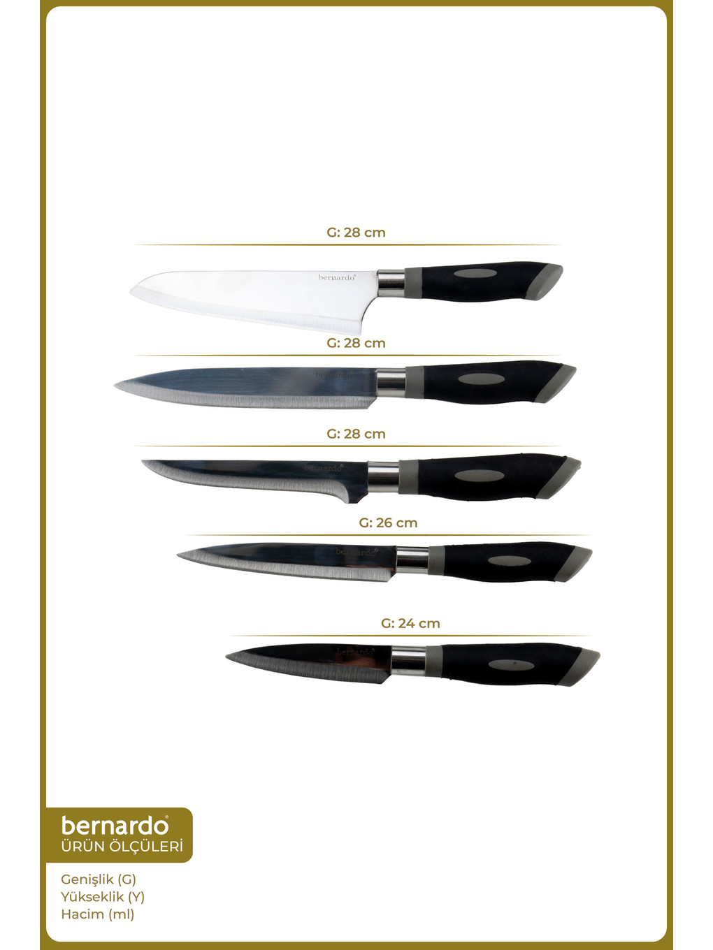 Gri Titan 5 Parça Bıçak Seti-1
