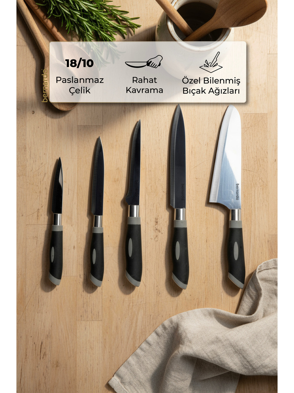Gri Titan 5 Parça Bıçak Seti-4