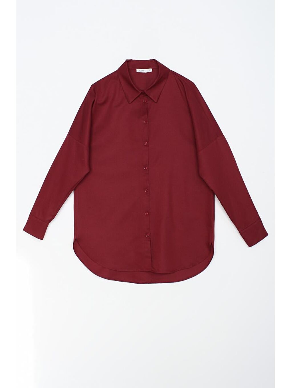 Koyu Bordo Oversize Basic Gömlek-5
