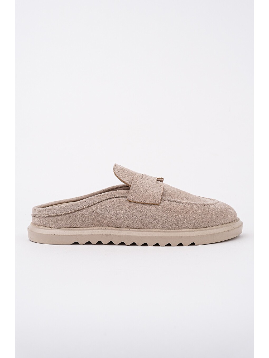 Bej Vintage Süet Deri Günlük Rahat Önü Kapalı Kadın Loafer Terlik-2