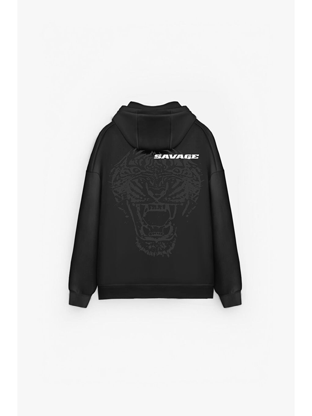 Unisex Oversize Savage Baskılı Premium Kapüşonlu Erkek Hoodie Siyah-3