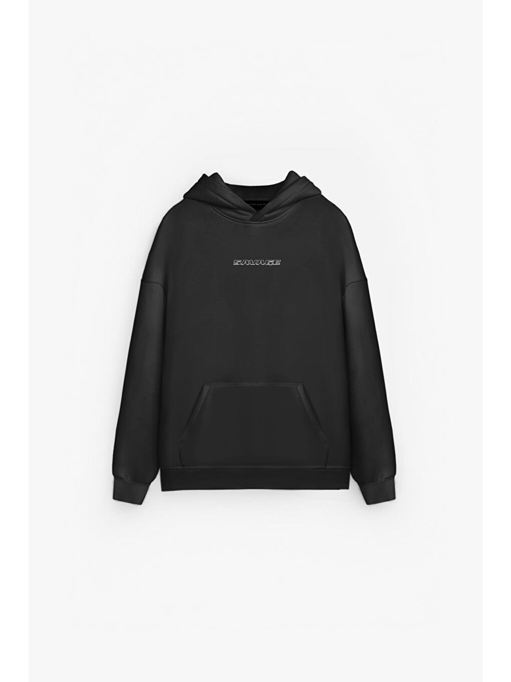 Unisex Oversize Savage Baskılı Premium Kapüşonlu Erkek Hoodie Siyah-2