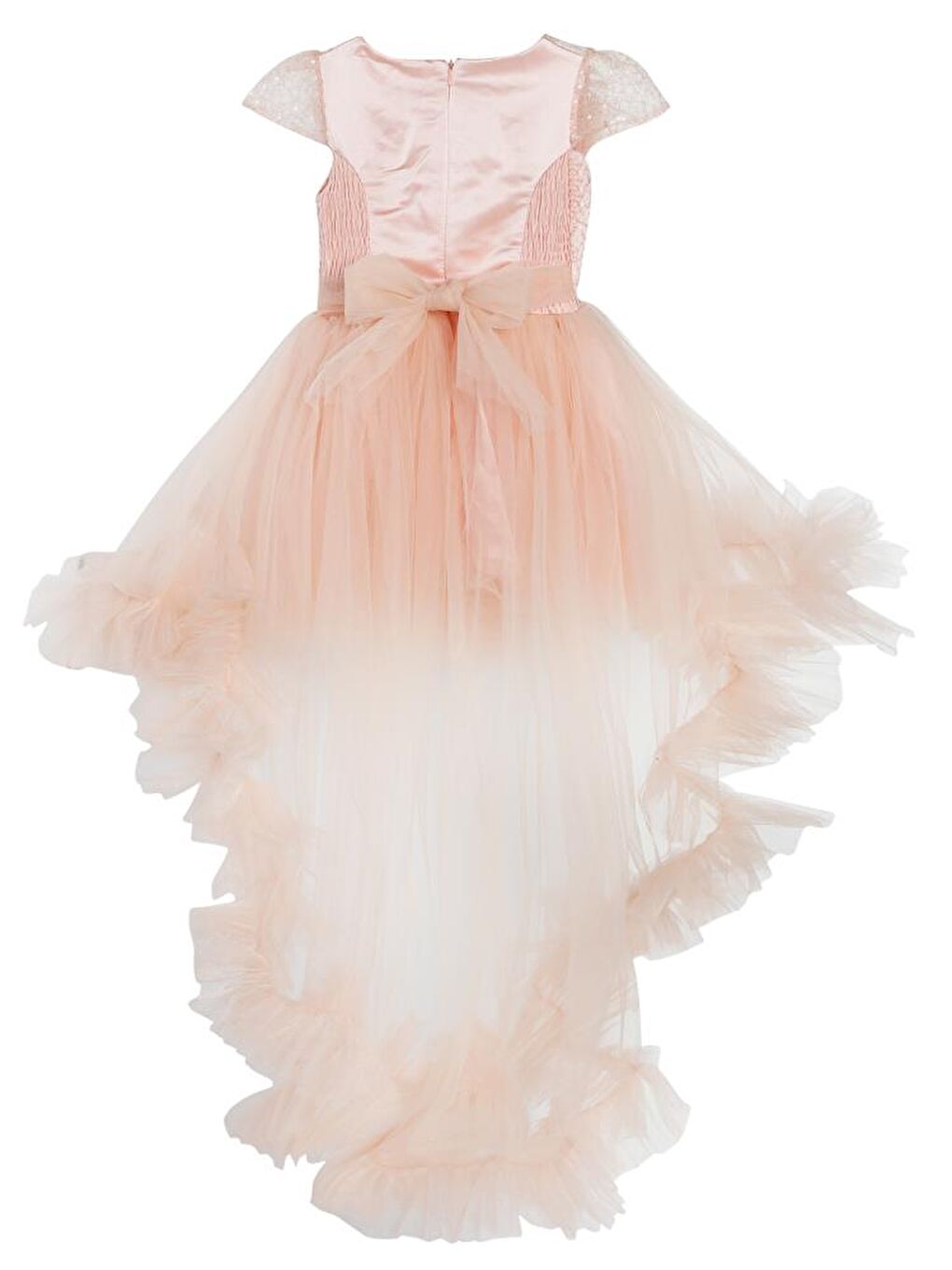 Pembe Girls Robası Tüylü Kuyruklu 6-14 Yaş Abiye - Pudra 14-15 Yaş-2