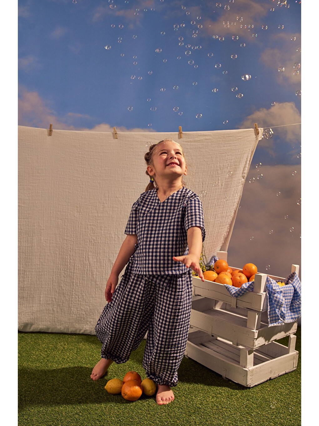 Lacivert Daisy Picnic Serisi Kruvaze Takım