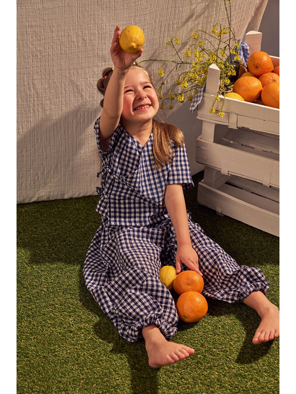 Lacivert Daisy Picnic Serisi Kruvaze Takım-1