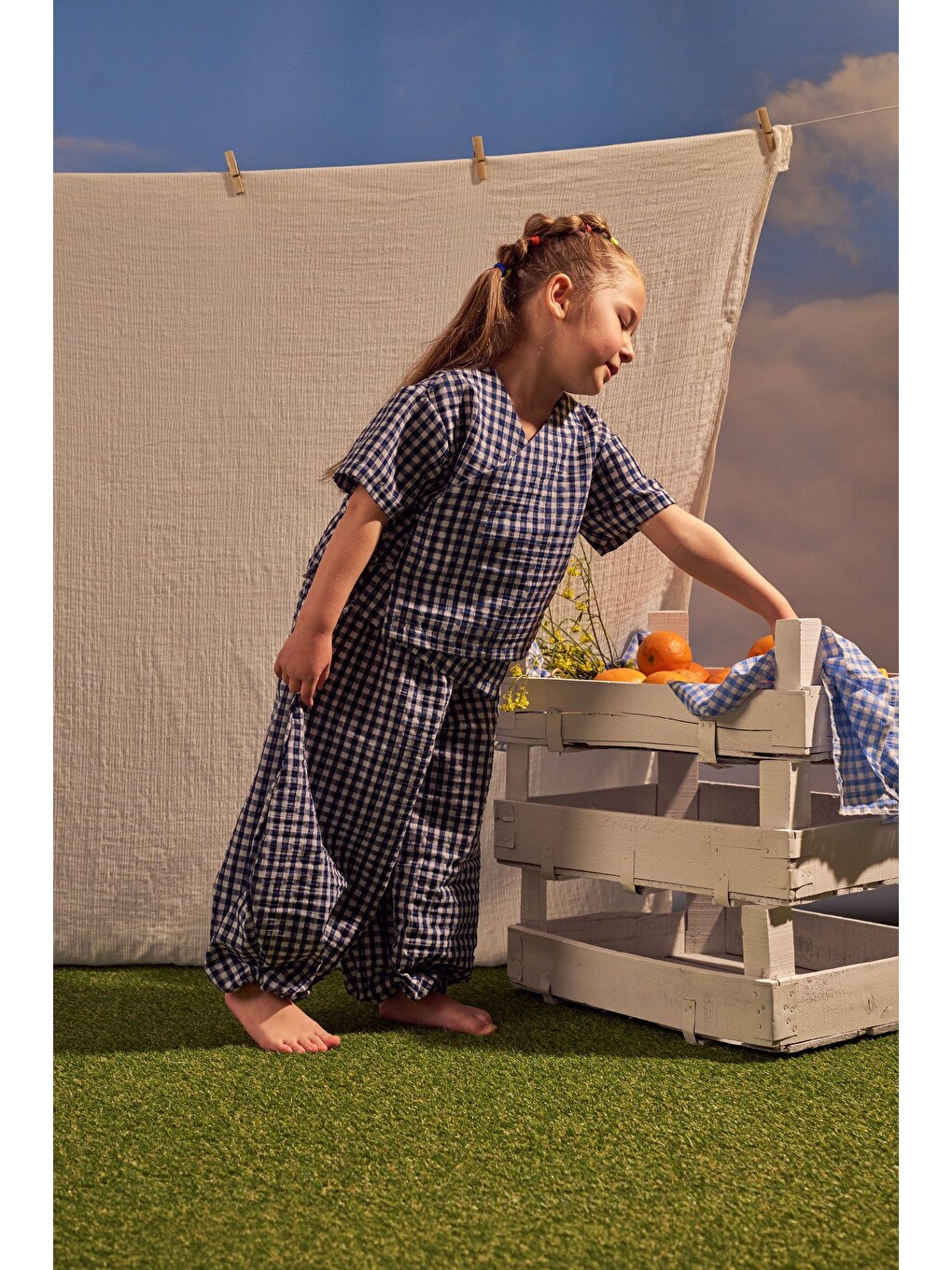 Lacivert Daisy Picnic Serisi Kruvaze Takım-4