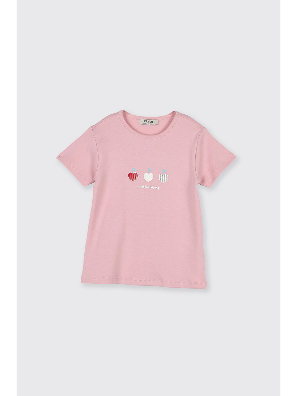 Kız Çocuk Kiraz Baskılı Pembe Pijama Takımı-6