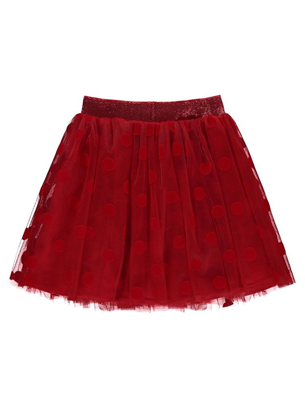 Girls Flok Puanlı Tütü 4-9 Yaş Etek - Kırmızı 7-8 Yaş