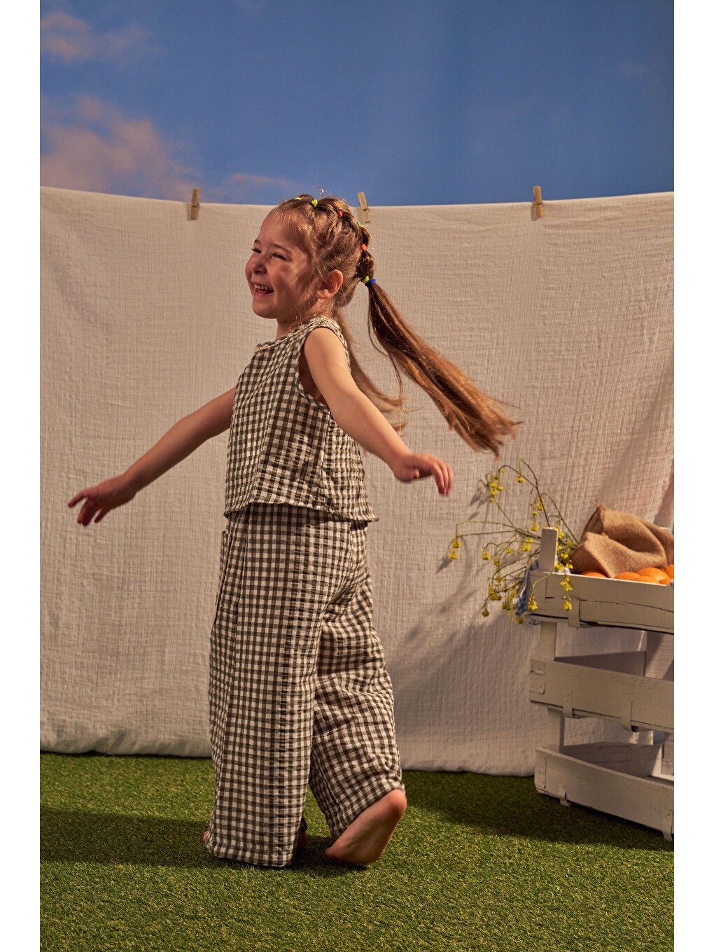 Haki Daisy Picnic Serisi Fisto Detayli İkili takım-1