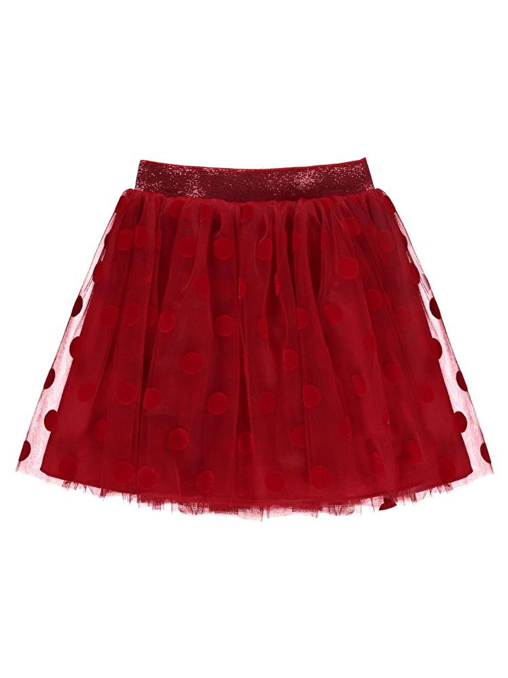 Girls Flok Puanlı Tütü 4-9 Yaş Etek - Kırmızı 7-8 Yaş-1