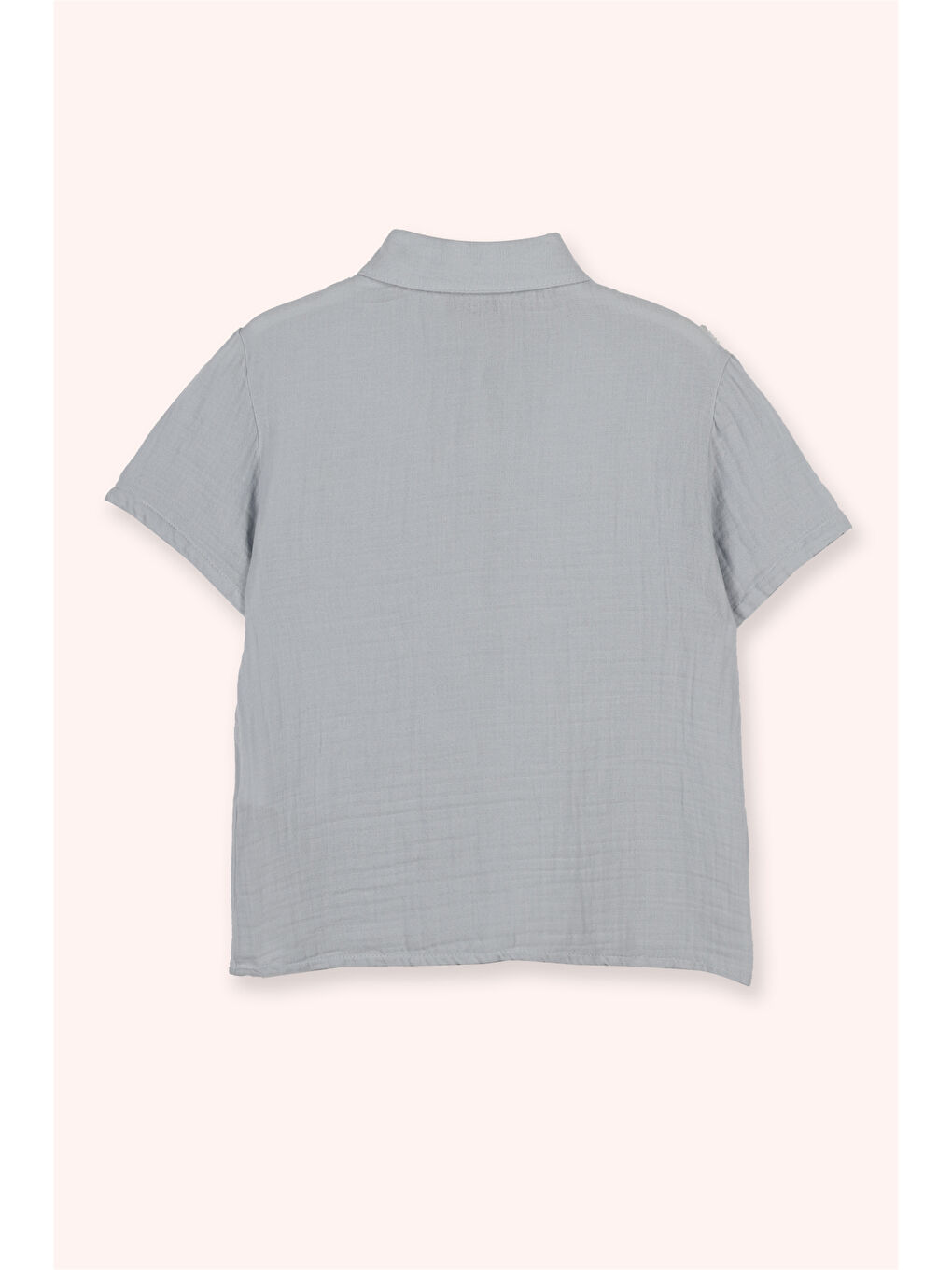 Kız Çocuk Nakış Detaylı Müslin Mavi Gömlek-1