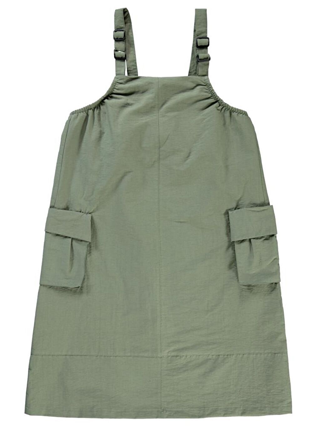 Girls Askılı Körük Cepli 10-13 Yaş Elbise - Haki 10-11 Yaş