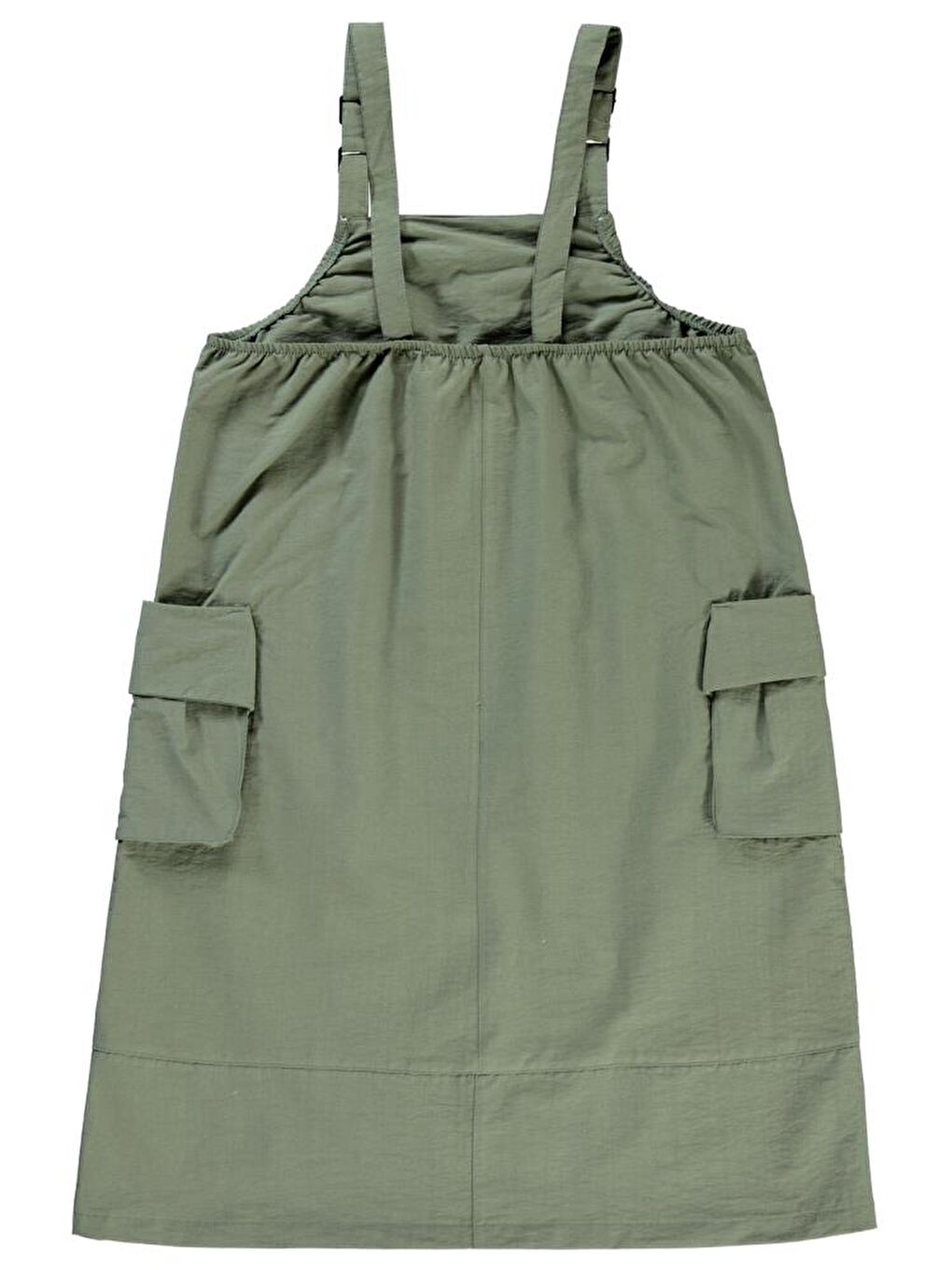 Girls Askılı Körük Cepli 10-13 Yaş Elbise - Haki 10-11 Yaş-1