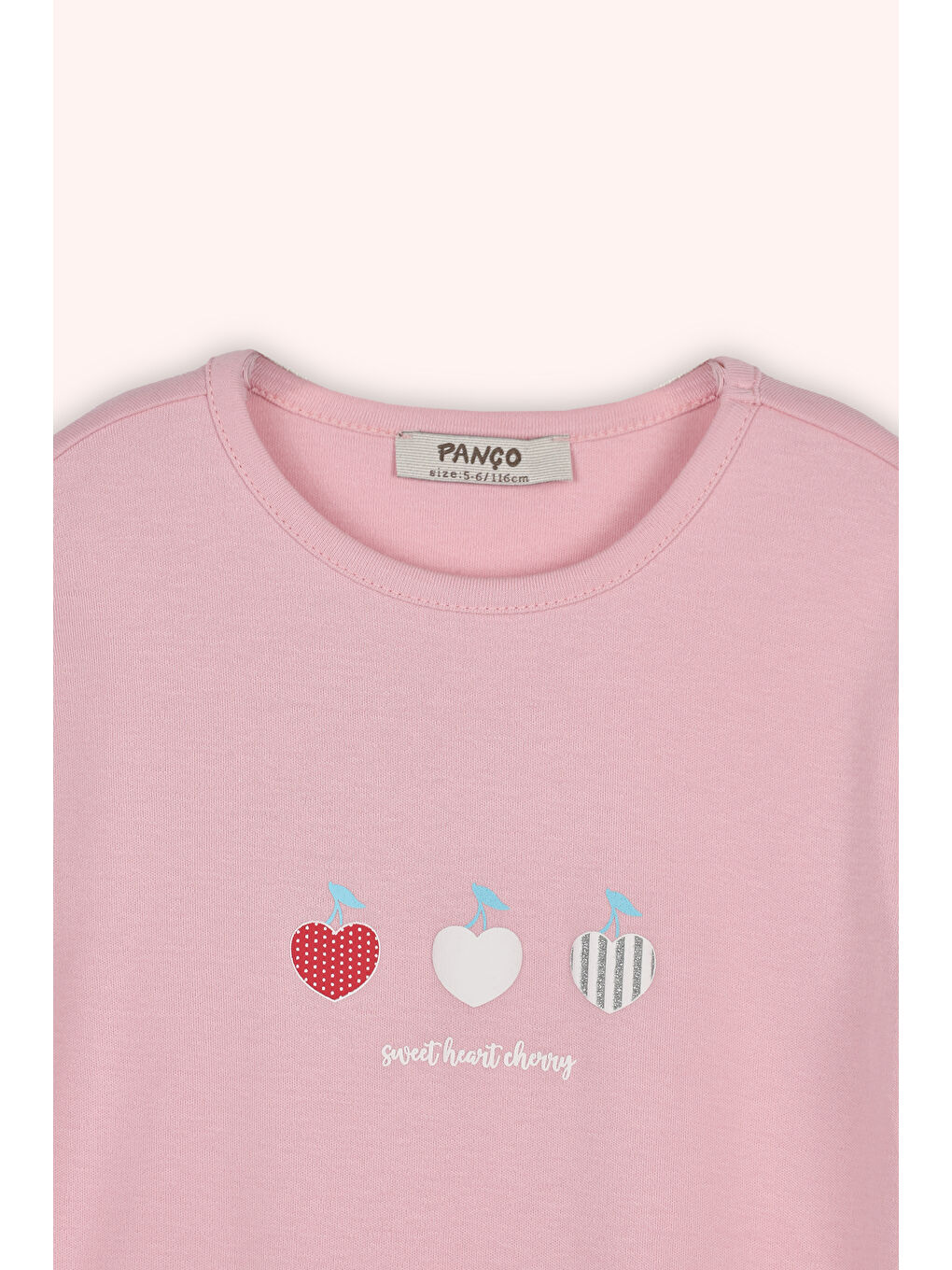 Kız Çocuk Kiraz Baskılı Pembe Pijama Takımı-2