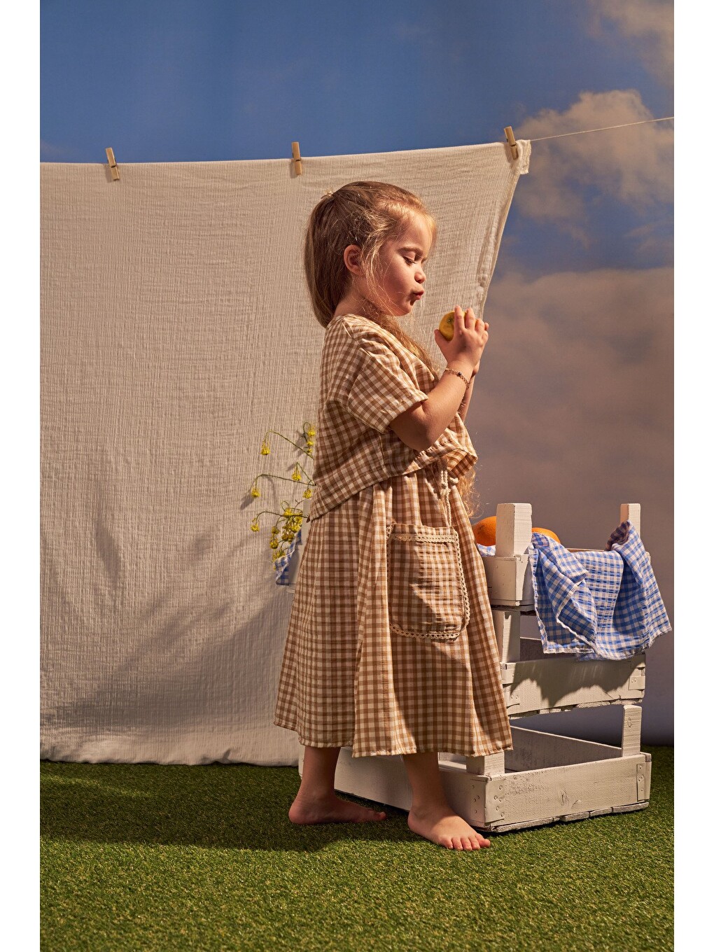 Bej Daisy Picnic Serisi Etekli Takım-1
