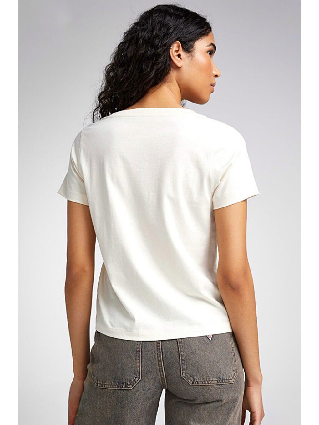 Ekru Kadın V Yaka New York Tshirt SPR25TSK20-1