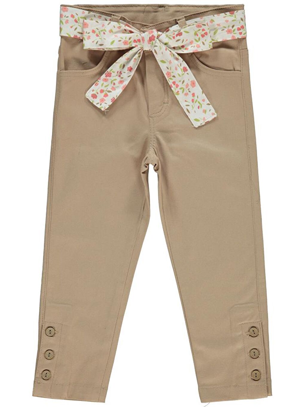 Girls Renkli Kemerli 2-5 Yaş Pantolon - Bej 2-3 Yaş