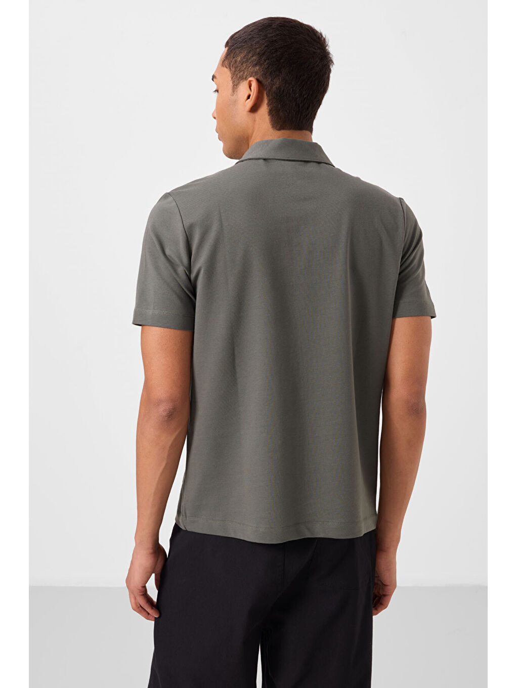 Yeşil Çağla Basic Logolu Standart Kalıp Triko Polo Yaka Erkek Tişört - 87748-4